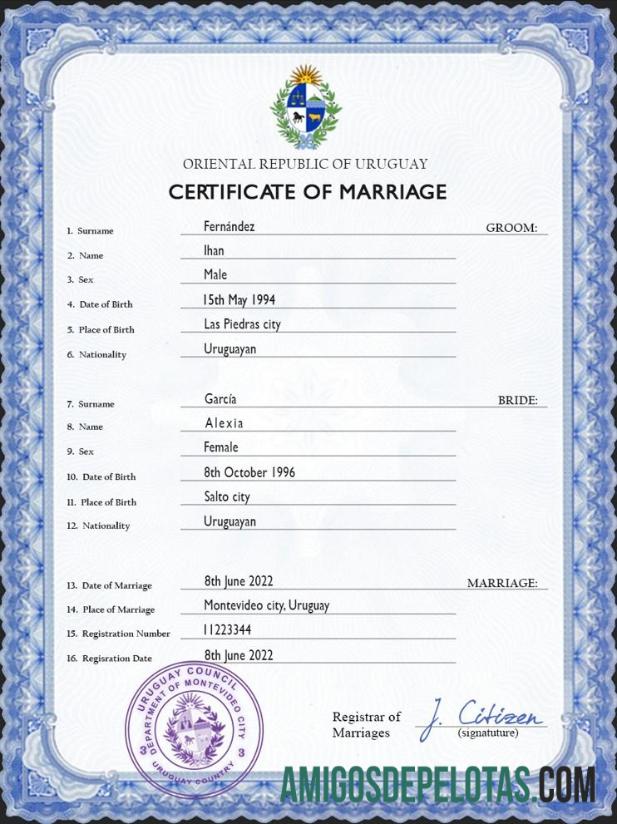 Para baixar modelo PSD de certidão de casamento do Uruguai